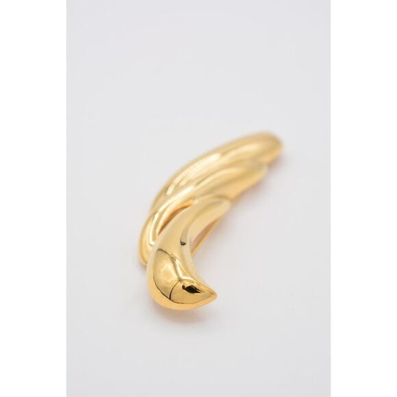 Givenchy Vintage Pin Brooch 4" Large Gold Tone Abstract Wave Chunky Signed BinAT - Picture 7 of 12